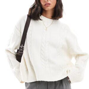 ASOS DESIGN cable crew neck Sweater in cream